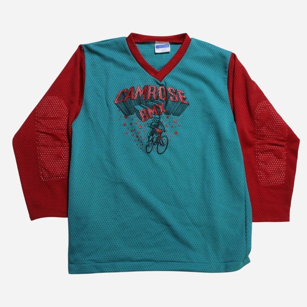 Mens Vintage 90s/00s Y2K Two Tone Mesh BMX Skater Streetwear Sportswear Jersey